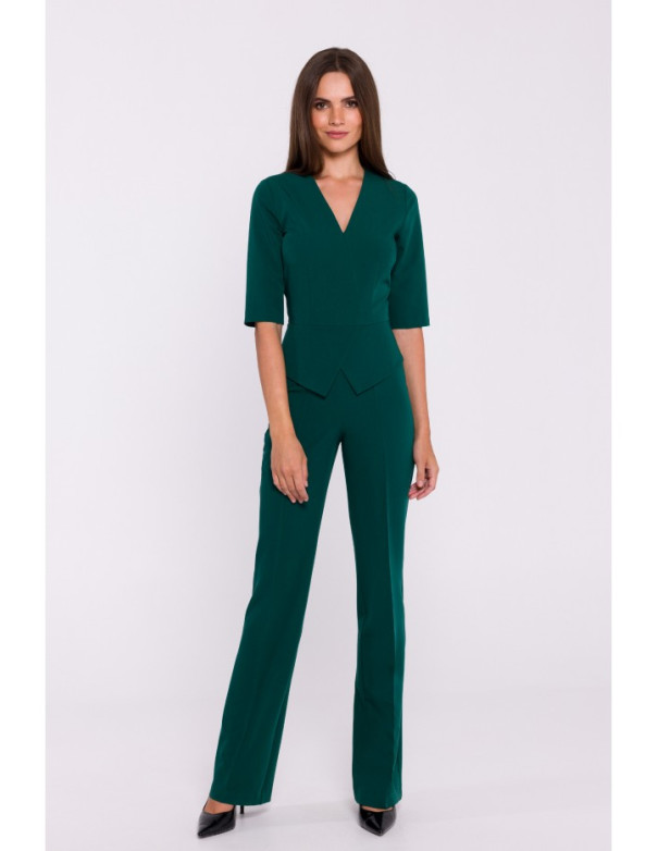 S377 Peplum jumpsuit - green