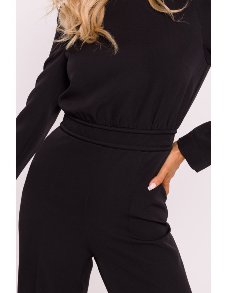 M811 Padded shoulder jumpsuit - black