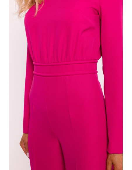 M811 Padded shoulder jumpsuit - fuchsia