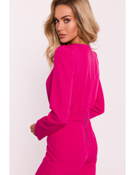 M811 Padded shoulder jumpsuit - fuchsia