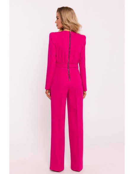 M811 Padded shoulder jumpsuit - fuchsia