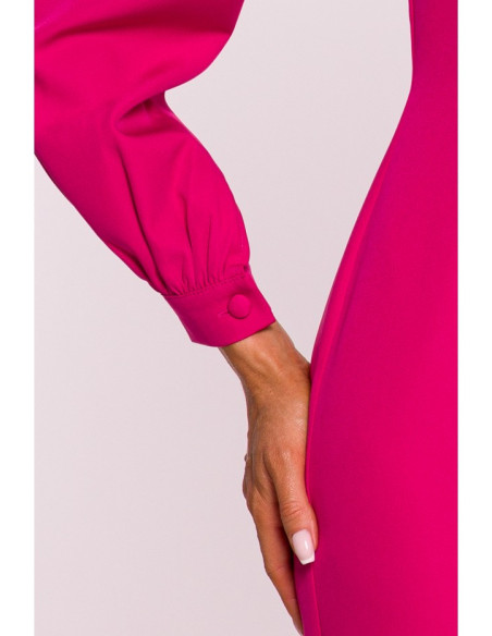 M812 Sheath dress with leg split - fuchsia