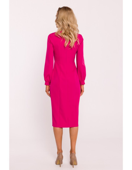 M812 Sheath dress with leg split - fuchsia