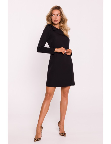 M814 Mini dress with shoulder bow - black