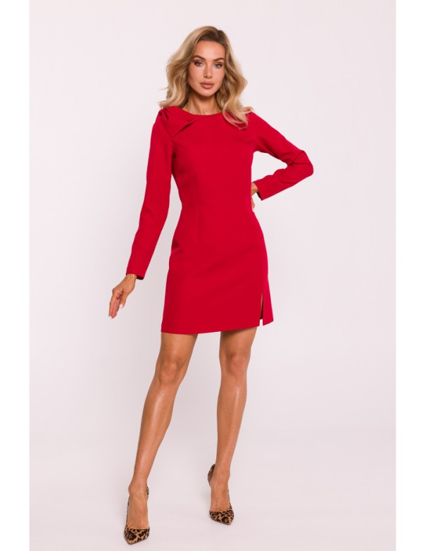 M814 Mini dress with shoulder bow - red