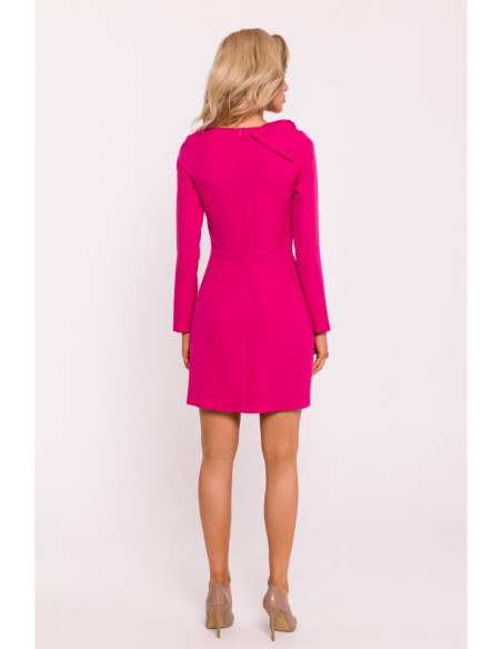 M814 Mini dress with shoulder bow - fuchsia