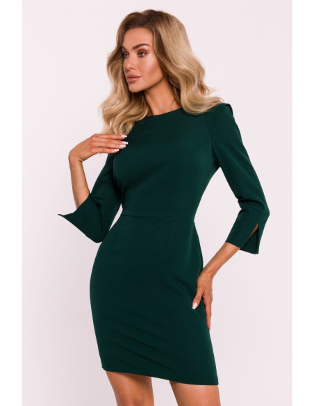 M815 Mini dress with split sleeves - bottle green