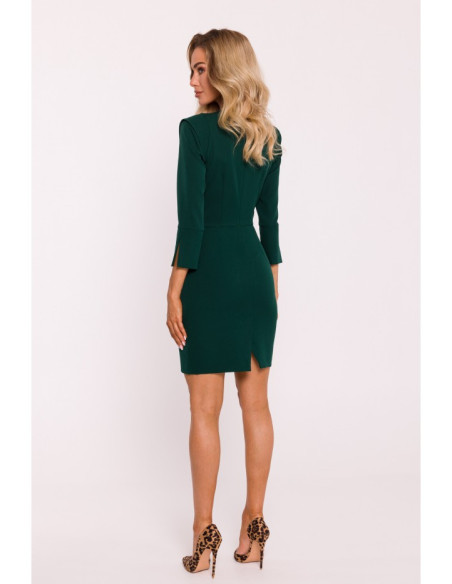 M815 Mini dress with split sleeves - bottle green