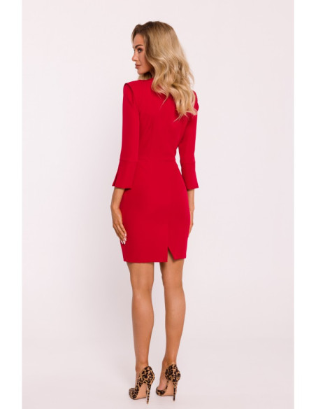 M815 Mini dress with split sleeves - red