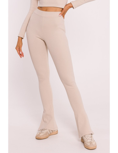 M816 Ribbed leggings with split leg design - sandy