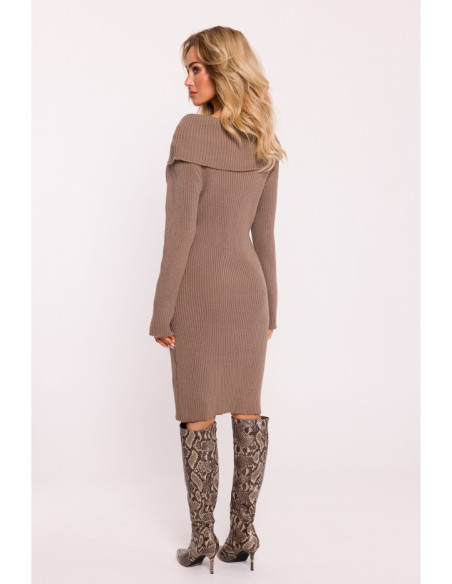 M823 Fold over neckline sweater dress - cappuccino