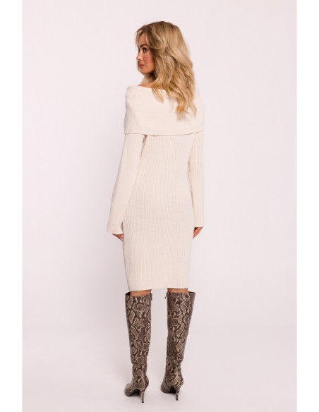 M823 Fold over neckline sweater dress - ivory