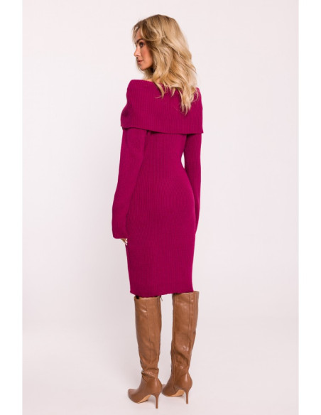 M823 Fold over neckline sweater dress - pink