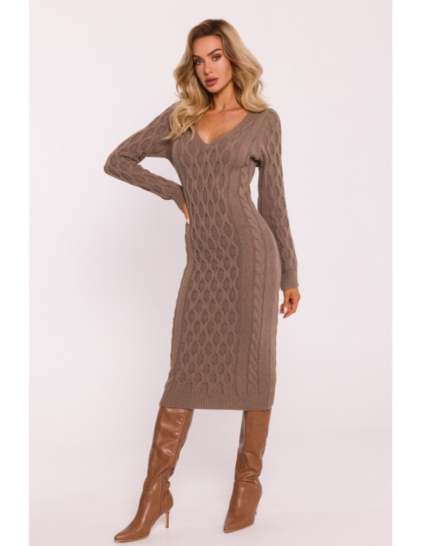 M824 V-neck sweater dress - cappuccino