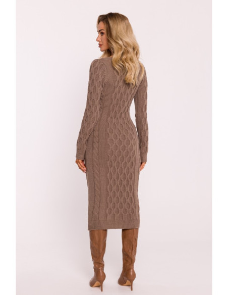 M824 V-neck sweater dress - cappuccino