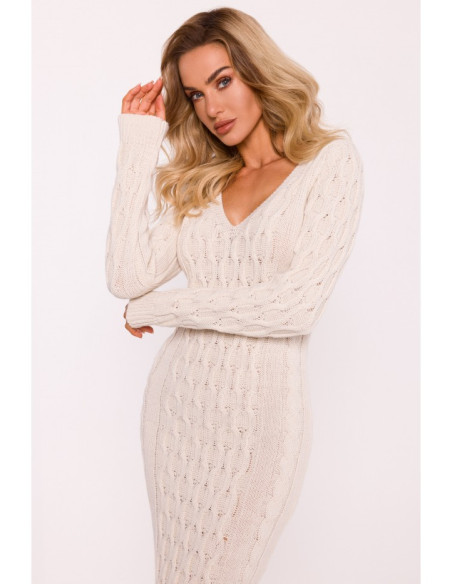 M824 V-neck sweater dress - ivory