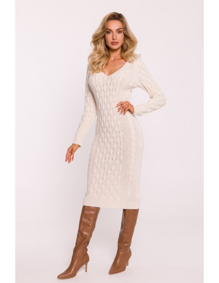 M824 V-neck sweater dress - ivory