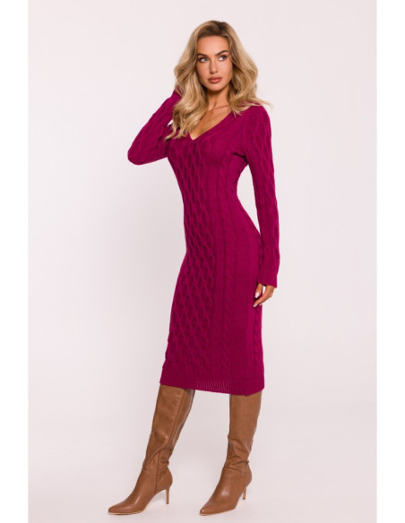 M824 V-neck sweater dress - pink