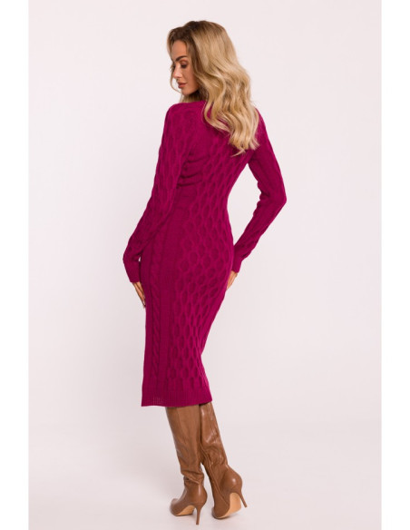 M824 V-neck sweater dress - pink