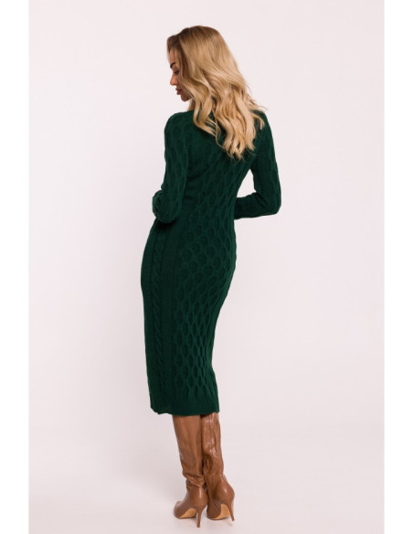 M824 V-neck sweater dress - green