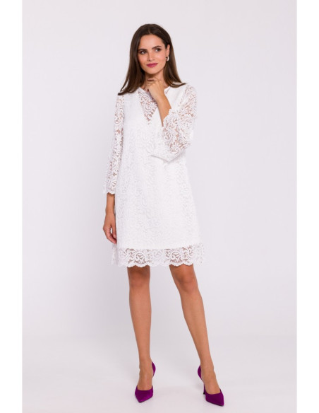 S380 Trapeze shaped lace dress - ecru