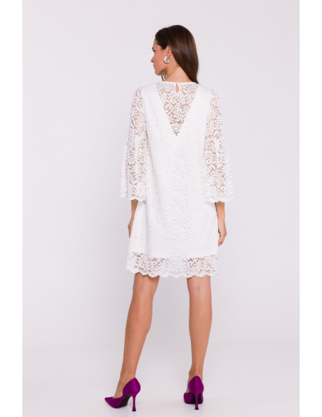 S380 Trapeze shaped lace dress - ecru