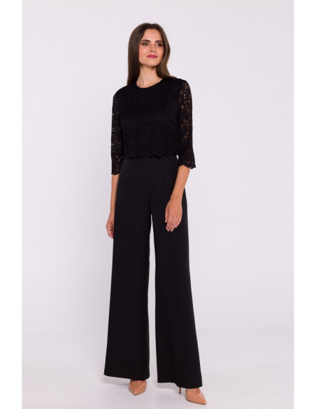 S381 Lace detail jumpsuit - black