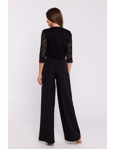 S381 Lace detail jumpsuit - black