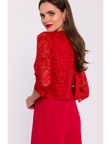 S381 Lace detail jumpsuit - red