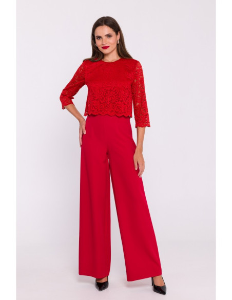 S381 Lace detail jumpsuit - red