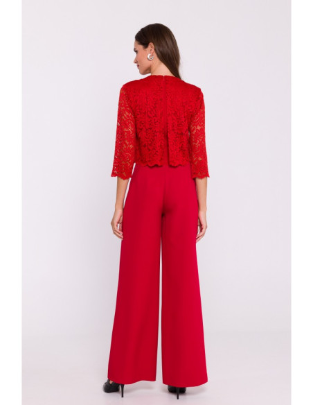 S381 Lace detail jumpsuit - red