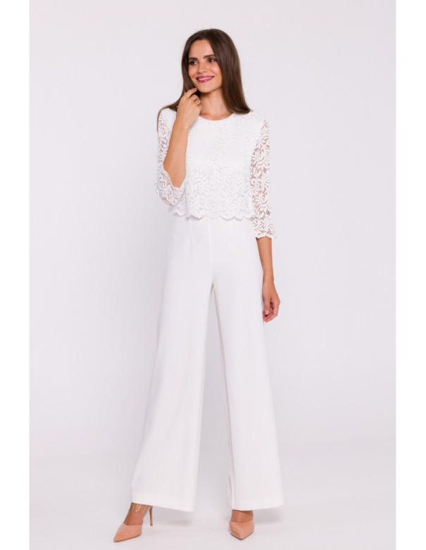 S381 Lace detail jumpsuit - ecru