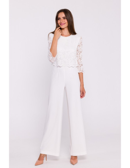 S381 Lace detail jumpsuit - ecru