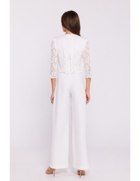 S381 Lace detail jumpsuit - ecru