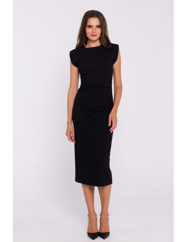 S382 Sleeveless midi dress - black