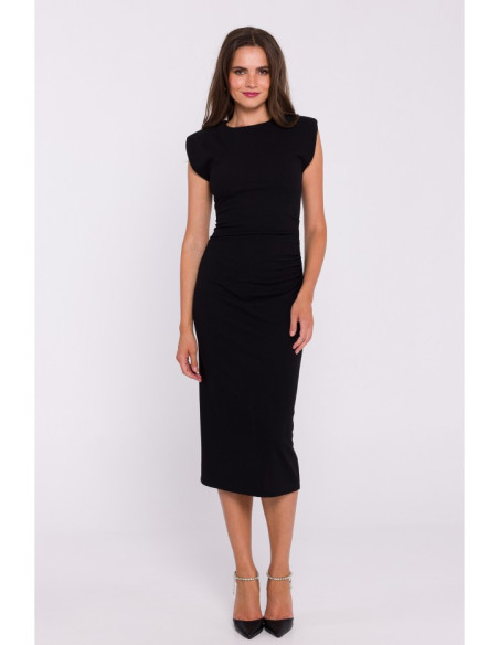 S382 Sleeveless midi dress - black