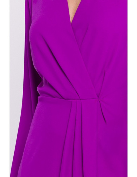 S384 Bishop sleeve dress faux wrap dress - lavender