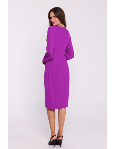 S384 Bishop sleeve dress faux wrap dress - lavender