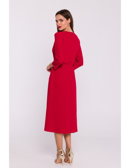 S385 High split flare dress - red