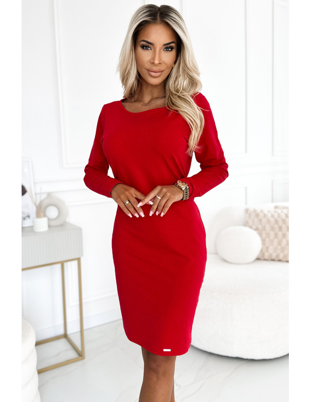  209-12 Dress with a wide tied belt - Red 