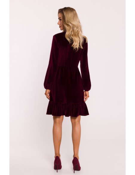 M826 Velvet V-neck dress - maroon