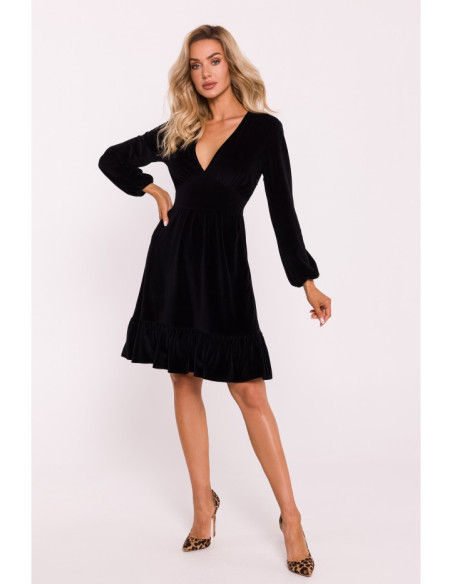 M826 Velvet V-neck dress - black