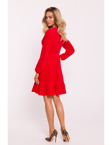 M826 Velvet V-neck dress - red