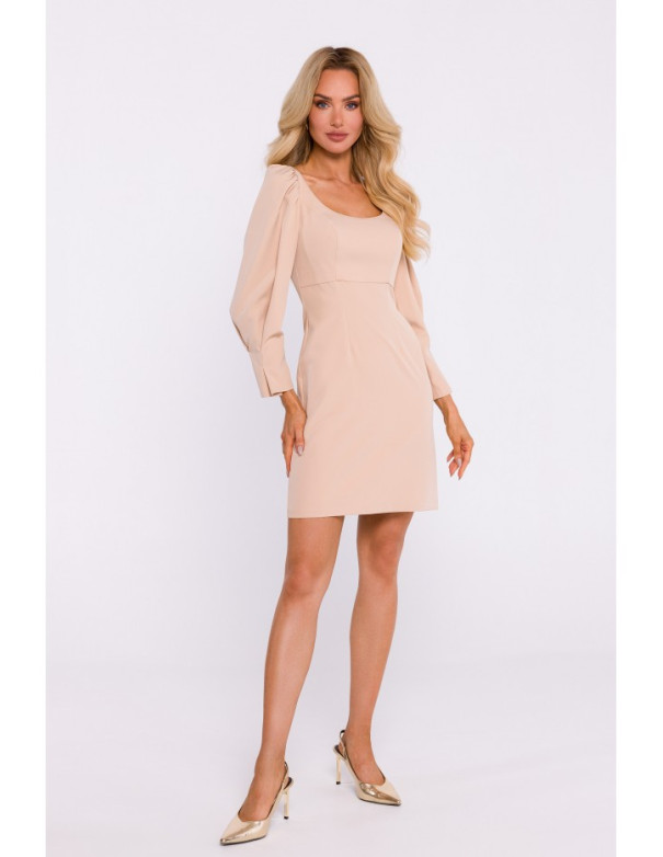 M836 Square neckline mini dress - beige