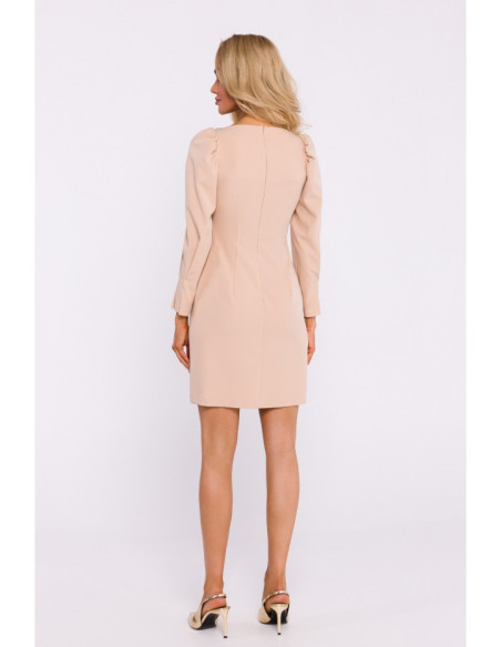 M836 Square neckline mini dress - beige