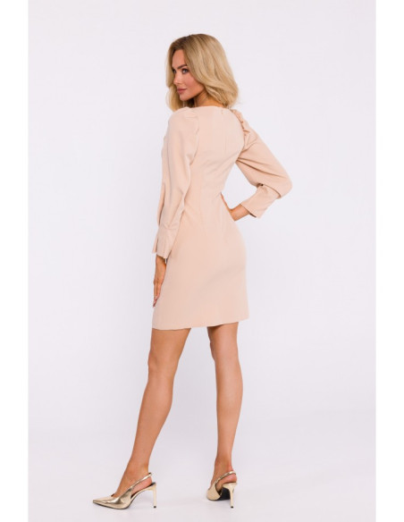 M836 Square neckline mini dress - beige