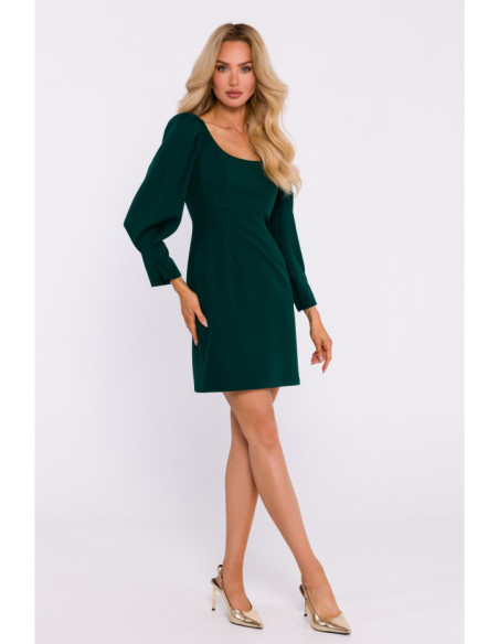 M836 Square neckline mini dress - bottle green