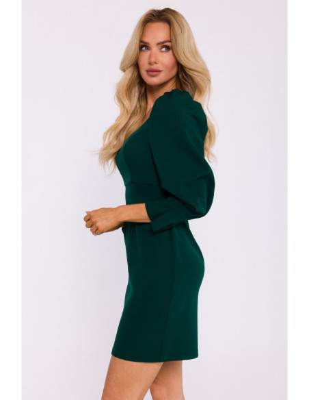 M836 Square neckline mini dress - bottle green