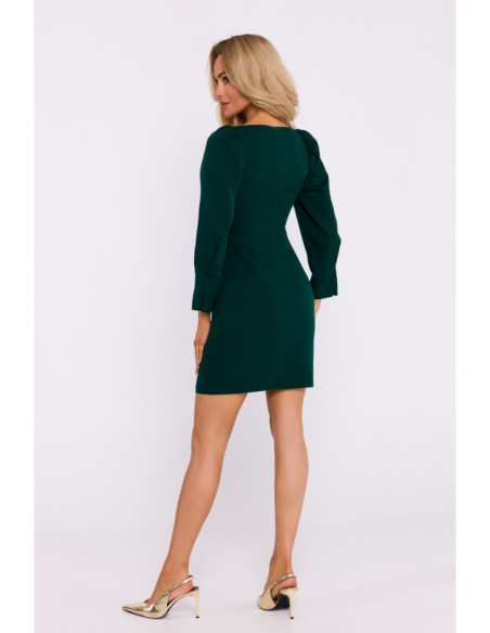 M836 Square neckline mini dress - bottle green