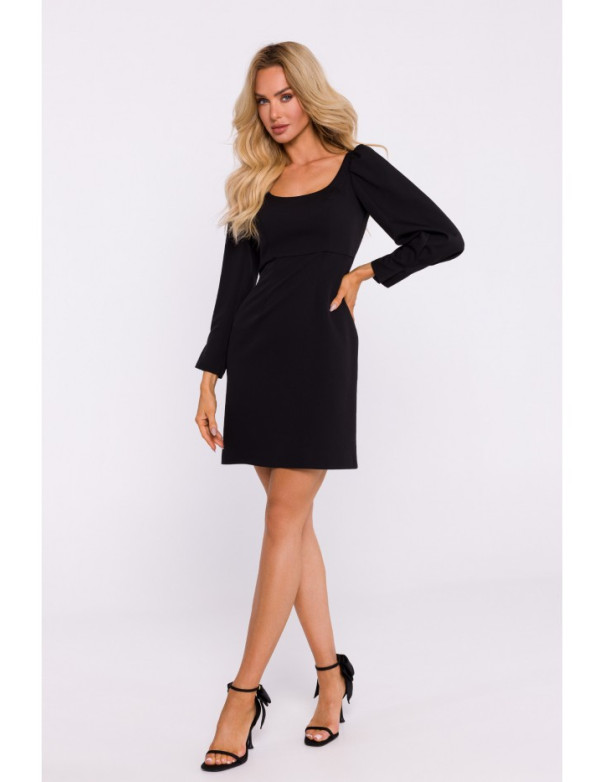 M836 Square neckline mini dress - black